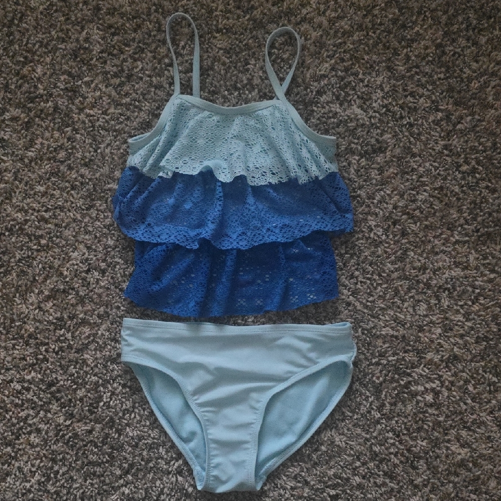 SO Light Blue Girls Swimsuit, SIZE 7/8